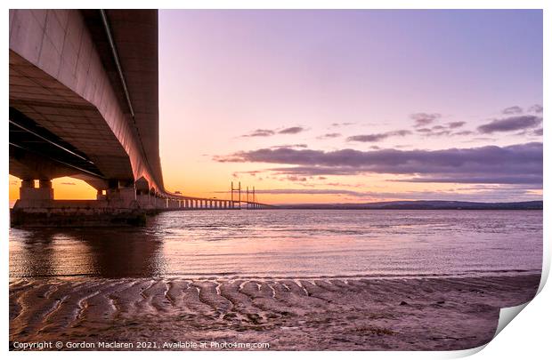 Severn Bridge at Sunset Print by Gordon Maclaren
