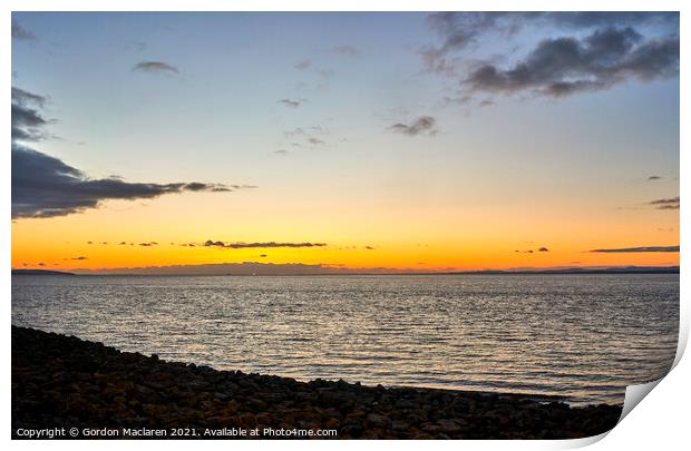 Sunset over the Severn Estuary Print by Gordon Maclaren