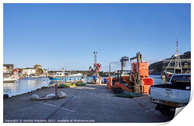 Working Fishing Harbour, Mevagissey, Cornwall Print by Gordon Maclaren