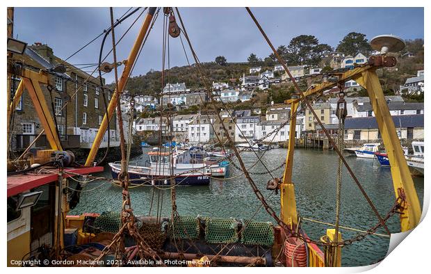 Polperro Fishing Harbour, Cornwall Print by Gordon Maclaren