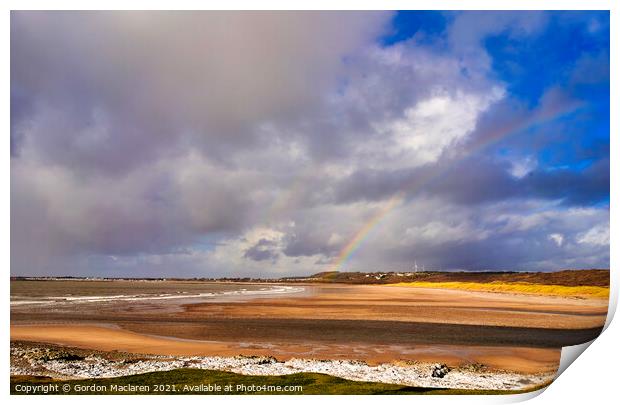 Rainbow over Trecco Bay, Porthcawl Print by Gordon Maclaren