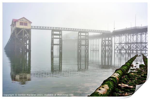 Mumbles Lifeboat Station engulfed by Sea Fog  Print by Gordon Maclaren