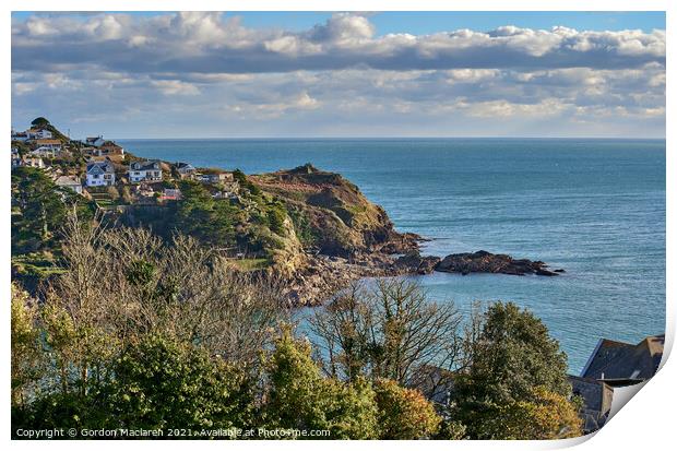 Looking across the Fowey estuary to Polruan, Cornwall Print by Gordon Maclaren