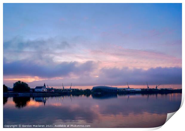 Sunrise over Cardiff Bay South Wales Print by Gordon Maclaren