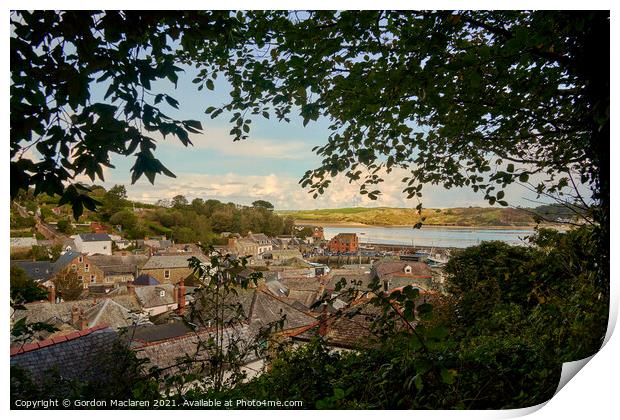 Looking through the trees over Padstow, Cornwall Print by Gordon Maclaren