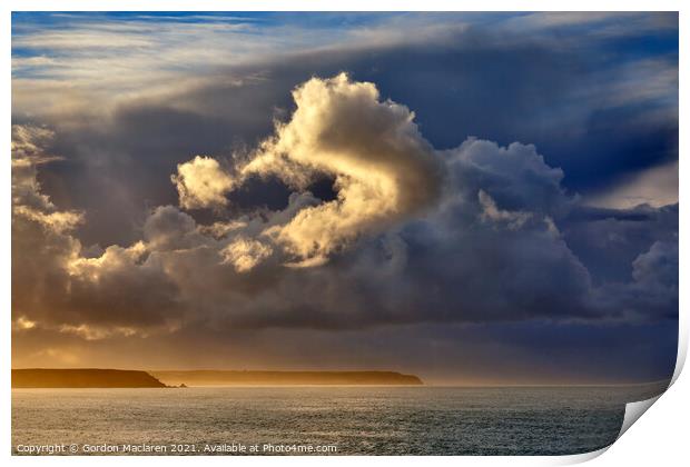 Stunning winter sunrise over the Cornish coast  Print by Gordon Maclaren