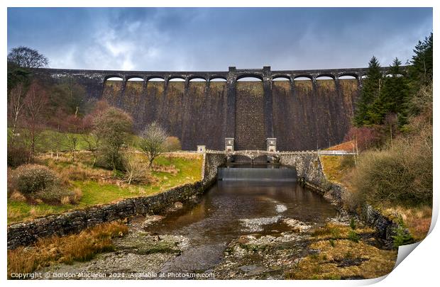 The Claerwen Reservoir Dam Elan Valley Print by Gordon Maclaren