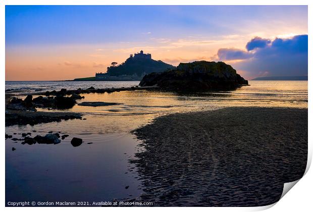 St Michaels Mount in the Blue Hour Print by Gordon Maclaren