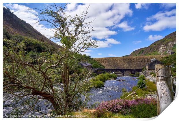 Caban Coch Dam, Elan Valley Print by Gordon Maclaren