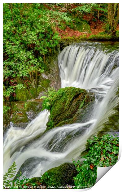 Waterfall on The Afon Einion, Dyfi Furnace Print by Gordon Maclaren