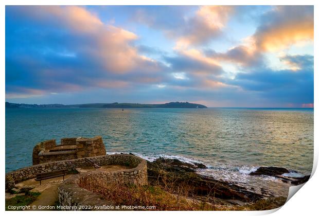Winter sunrise over Falmouth Bay and Pendennis, Cornwall Print by Gordon Maclaren