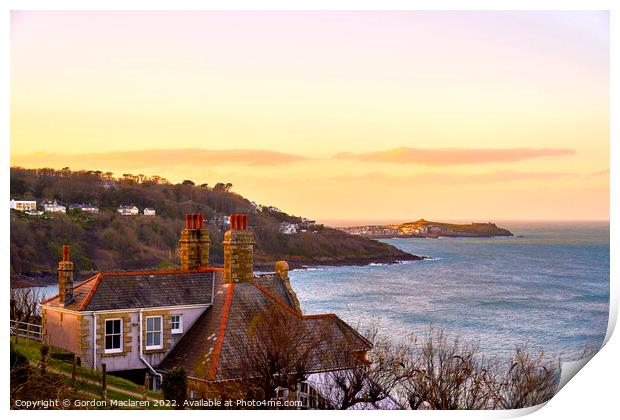Sunrise over St. Ives, viewed from Carbis Bay, Cornwall Print by Gordon Maclaren