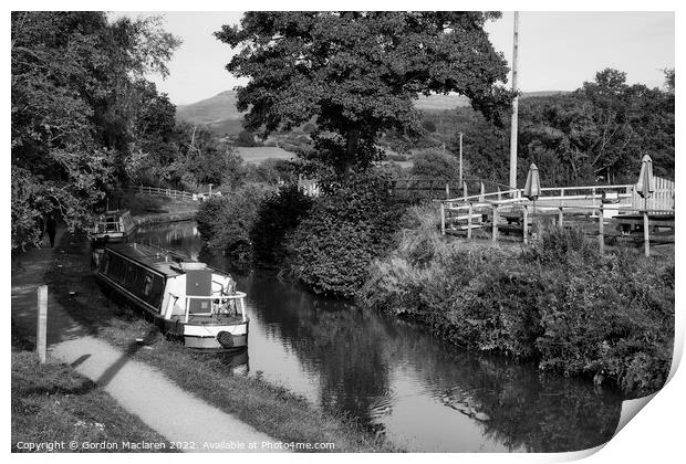 The Brecon and Monmouthshire Canal, Llangynidr, Monochrome Print by Gordon Maclaren