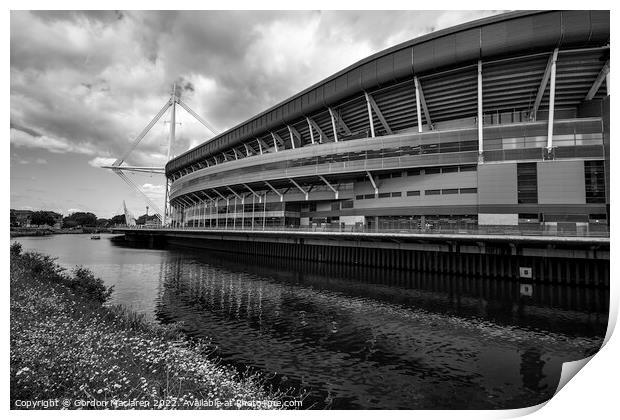 Principality Stadium, Cardiff, Wales Monochrome Print by Gordon Maclaren