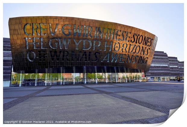 The Millennium Centre Arts Complex Cardiff Bay, Wales  Print by Gordon Maclaren
