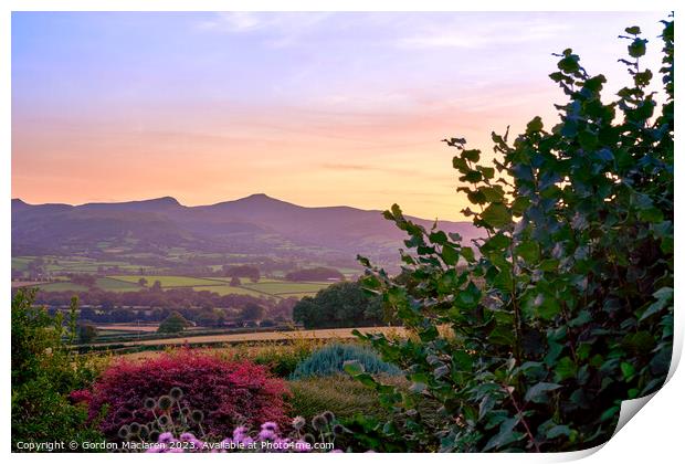 Sunset over Pen y Fan and Corn Du Print by Gordon Maclaren