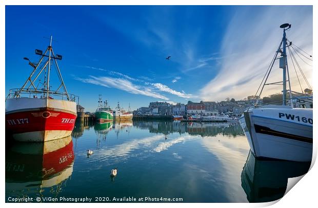 Padstow Harbour Fishing Boats Print by Gordon Maclaren