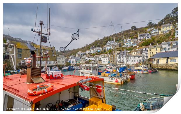 Fishing Boats, Polperro, Cornwall Print by Gordon Maclaren