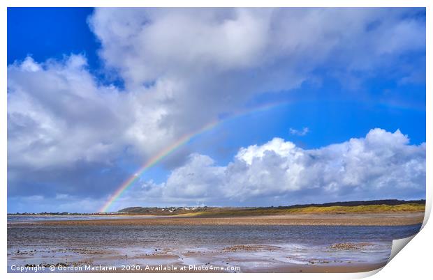 Rainbow over Porthdawl Print by Gordon Maclaren