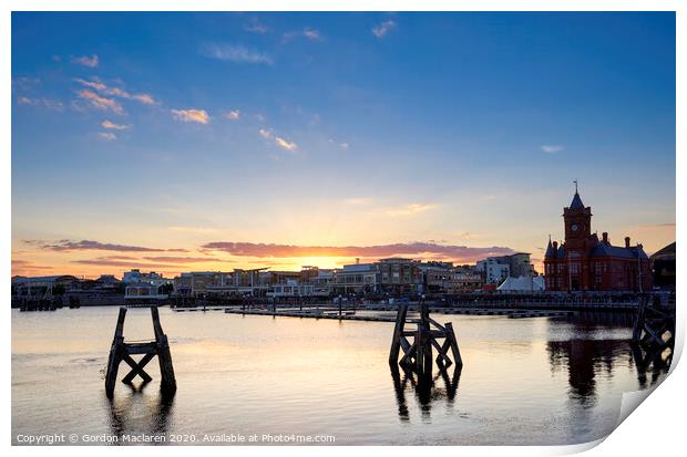 Cardiff Bay Sunset Print by Gordon Maclaren