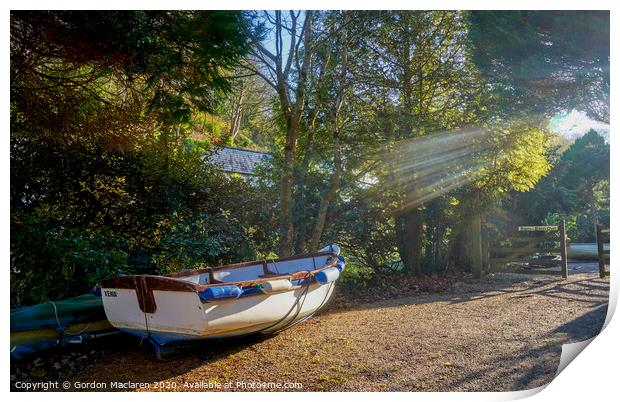 Boat in the Sunshine, Helford, Cornwall Print by Gordon Maclaren