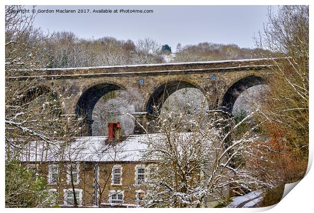 Bargoed Viaduct in the snow Print by Gordon Maclaren