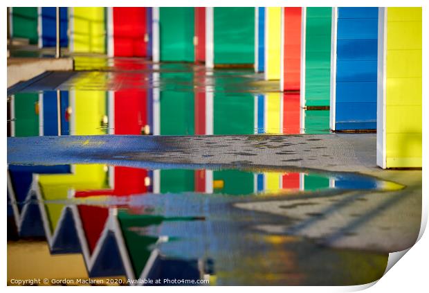 Reflections of Barry Island Beach Huts  Print by Gordon Maclaren