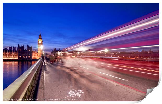 Slow Shutter Speed Photograph of Big Ben Print by Gordon Maclaren
