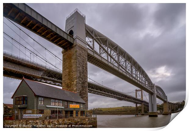 The Royal Albert Bridge Saltash Cornwall Print by Gordon Maclaren