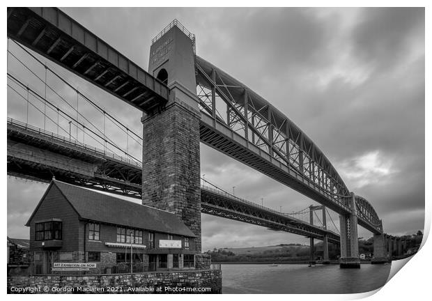 The Royal Albert Bridge Saltash Cornwall  Print by Gordon Maclaren