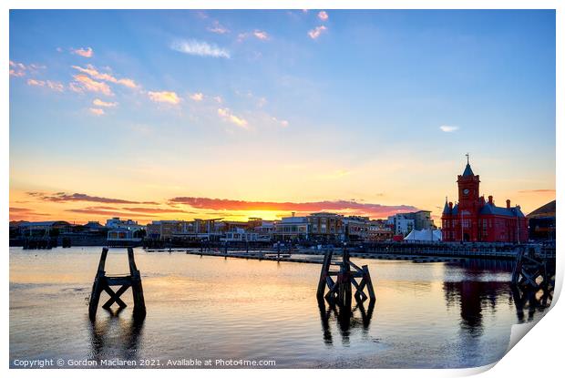 Beautiful Cardiff Bay Sunset Print by Gordon Maclaren