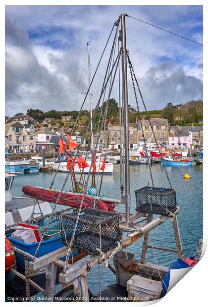 Boats moored in Padstow Harbour Cornwall Print by Gordon Maclaren