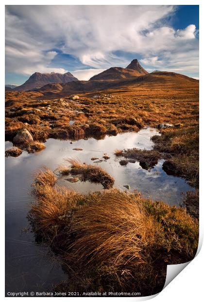 Stac Pollaidh from  Druim Bad a Ghaill  Coigach Print by Barbara Jones