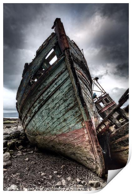 Abandoned Boats Salen, Isle of Mull. Print by Barbara Jones