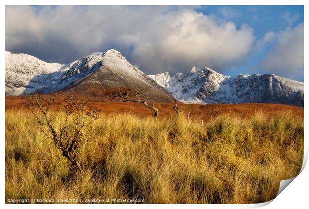 Glen Brittle in Winter Black Cuillins Isle of Skye Print by Barbara Jones