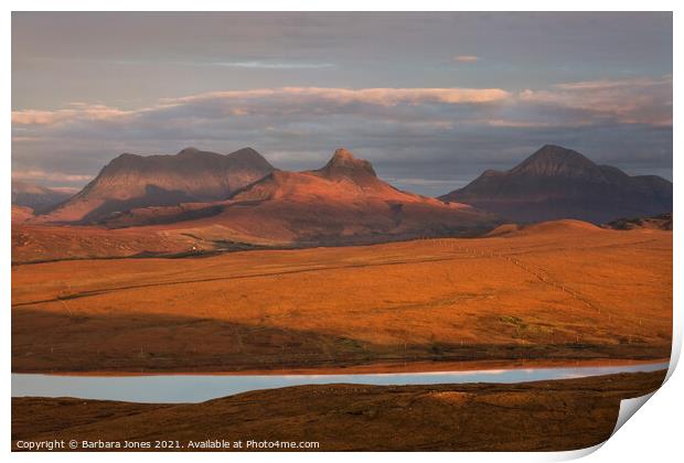 Autumn View Inverpolly Hills NW Geopark Coigach. Print by Barbara Jones