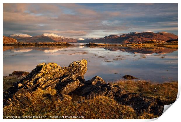 Beinn Sgritheall and Knoydart from Camuscross Skye Print by Barbara Jones