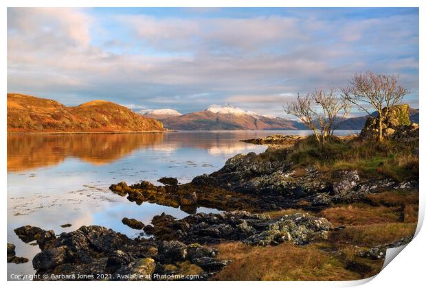 Camuscross View to Knoydart Skye Scotland Print by Barbara Jones