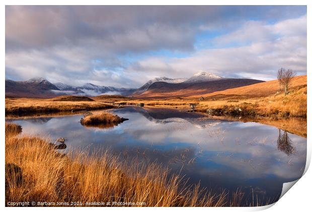 Lochan Na Stainge in Autumn Rannoch Moor Scotland Print by Barbara Jones