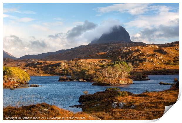 Suilven and Autumn Colours Assynt Scotland Print by Barbara Jones
