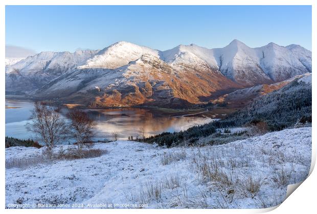 Five Sisters and Loch Duich in Winter Kintail Scot Print by Barbara Jones