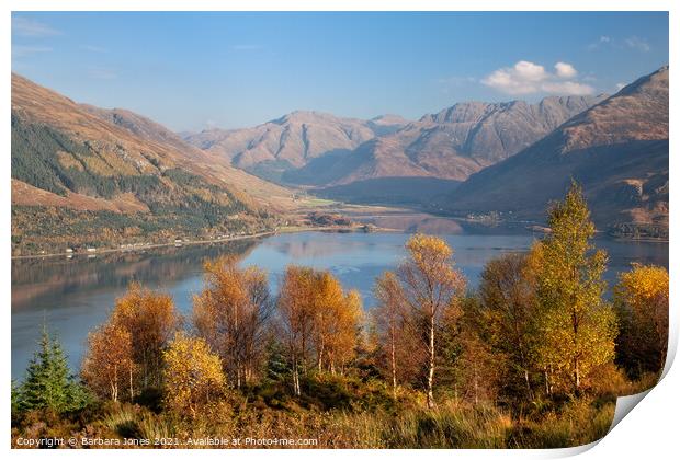 Loch Duich from Mam Ratagan in Autumn  Print by Barbara Jones