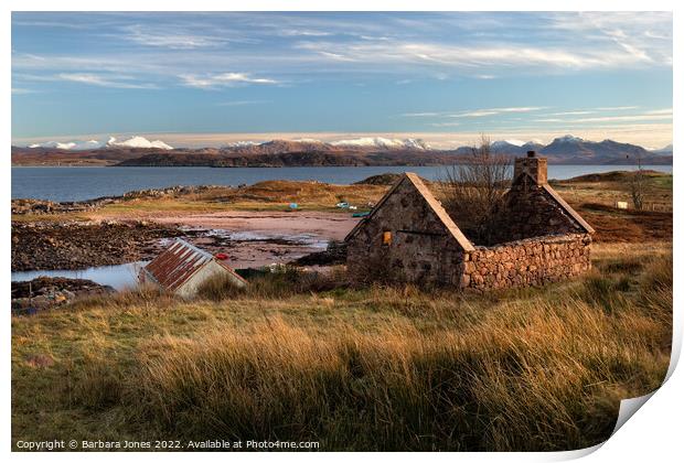 Serene Ruin by Loch Ewe Print by Barbara Jones
