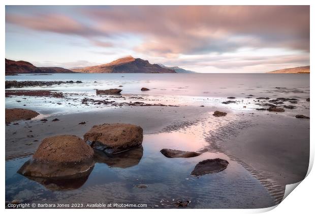 Ben Tianavaig, Trotternish Sunset, Isle of Skye. Print by Barbara Jones