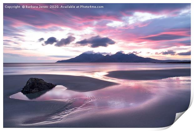 Isle of Eigg Singing Sands Sunset  Scotland Print by Barbara Jones