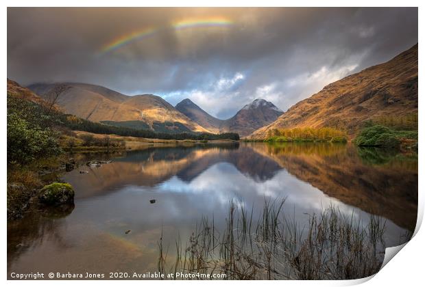 Glen Etive Lochan Nam Urr Rainbow. Print by Barbara Jones
