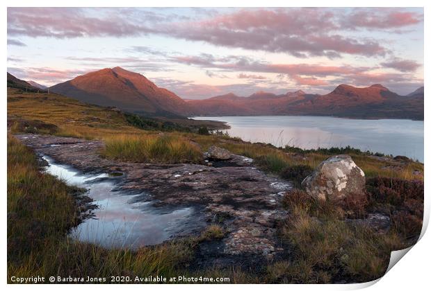 Liathach and South Torridon Hills Sunset  Print by Barbara Jones
