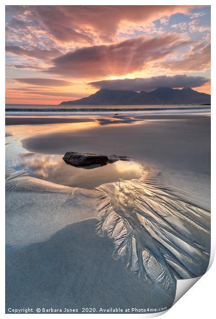 Isle of Eigg Singing Sands Sunset    Print by Barbara Jones