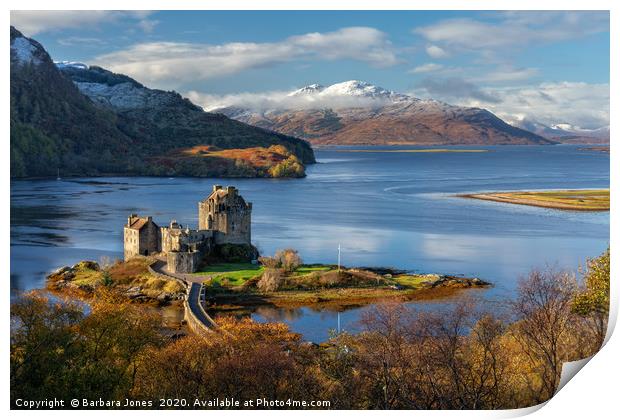  Eilean Donan Castle and Skye Late Autumn Scotland Print by Barbara Jones