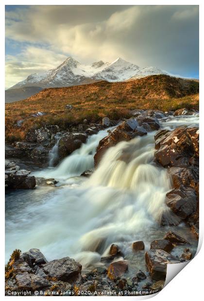  Waterfall at Sligachan Isle of Skye Print by Barbara Jones